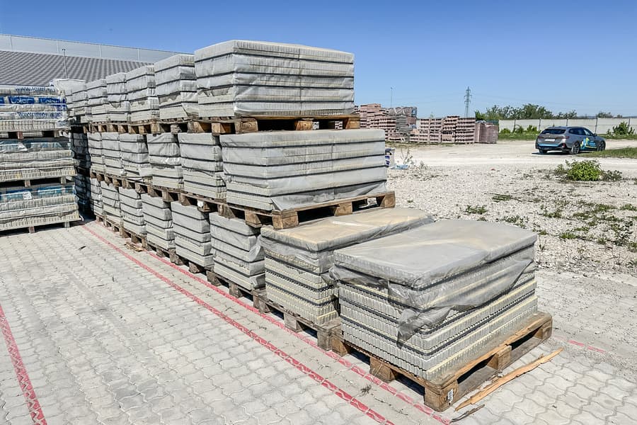 2 Paletten mit Betonplatten Natur Gelb, ca. 40 Stück